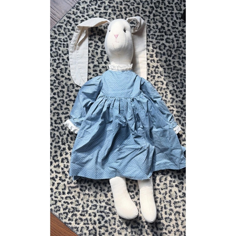 VTG 90s CottageCore Handmade Easter Floppy Ear Bunn Rabbit & Dress Farmhouse 25"